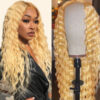 Glueless Wigs Honey Blonde Color Loose Wave Wig HD Lace Front Wig Any Part - 13x4 lace / 180% / 22 inch