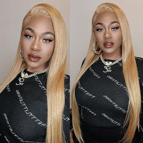 Honey Blonde Color With Straight Hair 4x4/13x4/13x6 Closure Lace Wig 180% Density Huamn Hair - 13x4 Lace / Yes（+） / 32