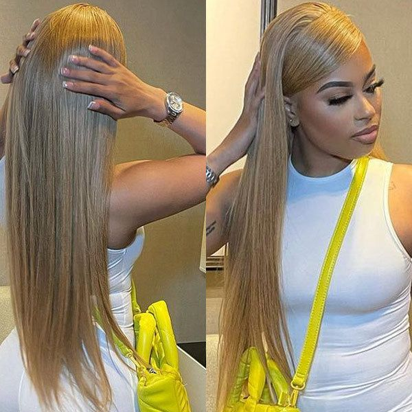 Honey Blonde Color With Straight Hair 4x4/13x4/13x6 Closure Lace Wig 180% Density Huamn Hair - 13x4 Lace / Yes（+） / 32
