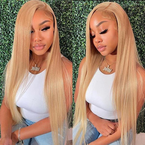 Honey Blonde Color With Straight Hair 4x4/13x4/13x6 Closure Lace Wig 180% Density Huamn Hair - 13x4 Lace / Yes（+） / 32