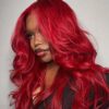 #99J Burgundy Wig Body Wave Wig 180% Density 4x4/13x4/13x6 Transparent Lace Human Hair Wig - 4x4 Lace / Yes(+.00) / 22inch