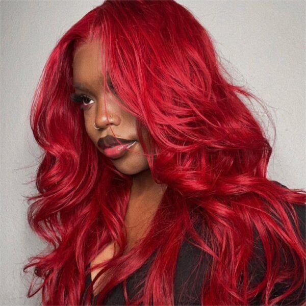 #99J Burgundy Wig Body Wave Wig 180% Density 4x4/13x4/13x6 Transparent Lace Human Hair Wig - 4x4 Lace / Yes(+.00) / 22inch