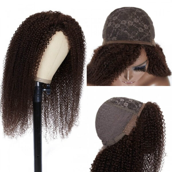 Clearance Sale Sunber Dark Brown Color Kinky Curly Glueless Wigs Human Hair Wigs 180% Density Flash Sale - 24