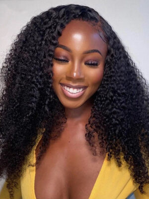 Flash Sale 0 Off Sunber Afro Kinky Curly 5x5 HD Transparent Lace Closure Wig 180% Density Glueless Human Hair Wig - 28