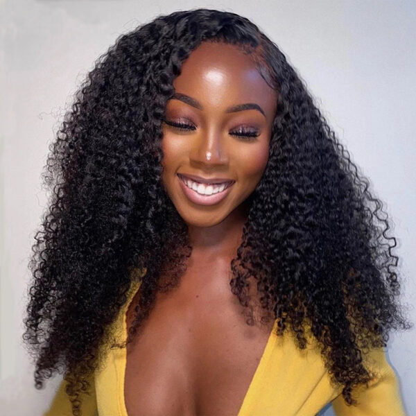 Flash Sale 0 Off Sunber Afro Kinky Curly 5x5 HD Transparent Lace Closure Wig 180% Density Glueless Human Hair Wig - 28