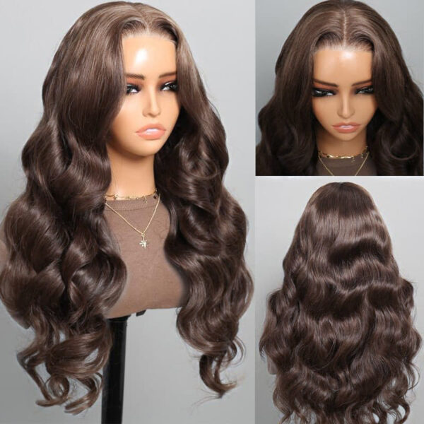 Chestnut Dark Brown Wig Body Wave Wig 4x4/13x4/13x6 Lace 180% Density Human Hair Wig - 13x4 Lace / Yes( +.00) / 30inch