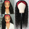 Sunber Water Wave Glueless Headband Wig Human Hair Natural Color 180% Density - 18