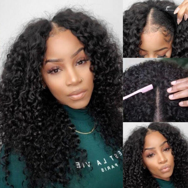 Flash Sale Sunber Effortless To Put On Curly V Part Wig Small Cap Human Hair Wig No Leave Out Glueless Upgrade U Part Wigs - 16 / M