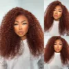 Extra 60% OFF | Sunber Reddish Brown Jerry Curly 13x4/7×5 Bye Bye Knots Lace Front Wig Real Human Hair - 20 / 7×5 Bye Bye Knots-180%