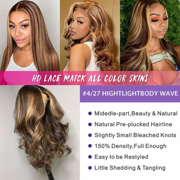 Faba Honey Blonde Wig Piano Color Body Wave Wig 360 HD Lace Front Wig - 360 Lace / 150% / 28inch