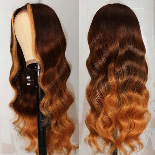 Ombre #4/30 Highlight Color Body Wave Lace Wig 4x4/13x4/13x6 Lace Front Wig - 13x6 Lace / 150% / 26inch