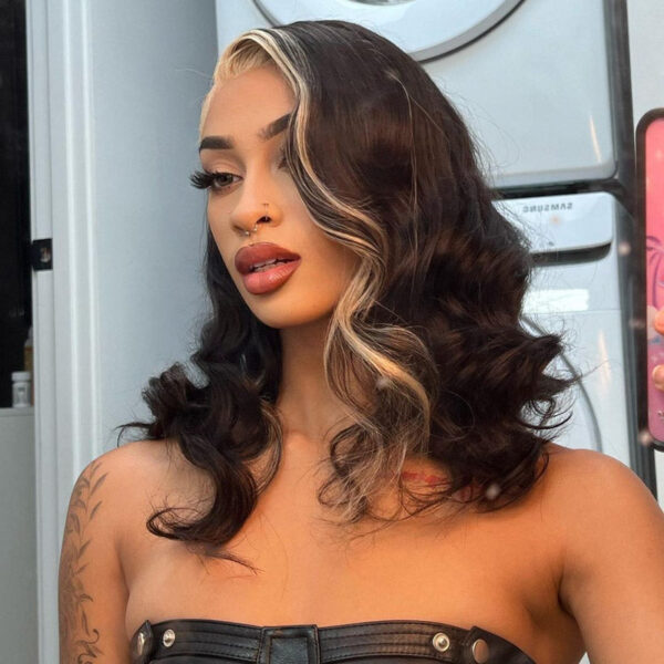 Q613/1B Blonde Piano Highlight Color Wigs 180% Density Body Wave Glueless Lace Front 360 Human Hair Wig - 360 Lace / 180% / 26 inch