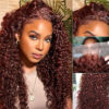 Reddish Brown Curly Wig HD Lace Front Wigs 4*4/13*4/13*6 Lace Human Hair Wig - 13x6 Lace / Yes（+） / 24inch