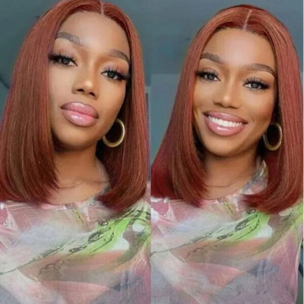 0 OFF Sunber Kinky Straight 13*4 Pre-Everything Wig Ginger Copper Red Highlight Lace Front Wigs - 16 / 13x4 Lace-Kinky Straight