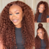Sunber Kinky Curly Reddish Brown 6x4.75 Pre-Cut Lace Closure Wig Human Hair Glueless Wig - 24 / 6*4.75 Pre-Cut-With Baby Hair / 150%