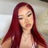 Pre-Cut Lace Wear Go Glueless Wig Burgundy Pure Color Straight Breathable - 4x4 Lace / 150% Density / 22 inch