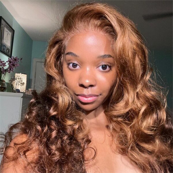 New H30/4 Brown Dark Color Body Wave Wig 180% Density Human Hair Wig - 13x4 Lace / Yes（+） / 28inch