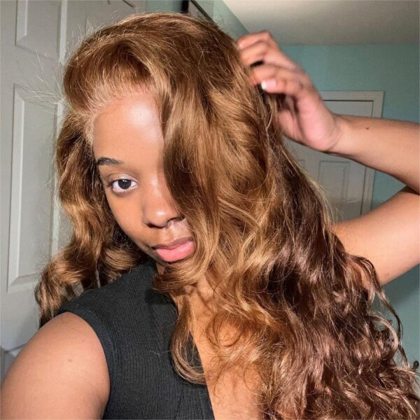 New H30/4 Brown Dark Color Body Wave Wig 180% Density Human Hair Wig - 13x4 Lace / Yes（+） / 28inch