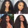 Natural Black Curly Wig 4x4/13x4/13x6 Transparent Lace Front Wigs Water Wave Human Hair - 13x4 Lace / Yes（+） / 22inch