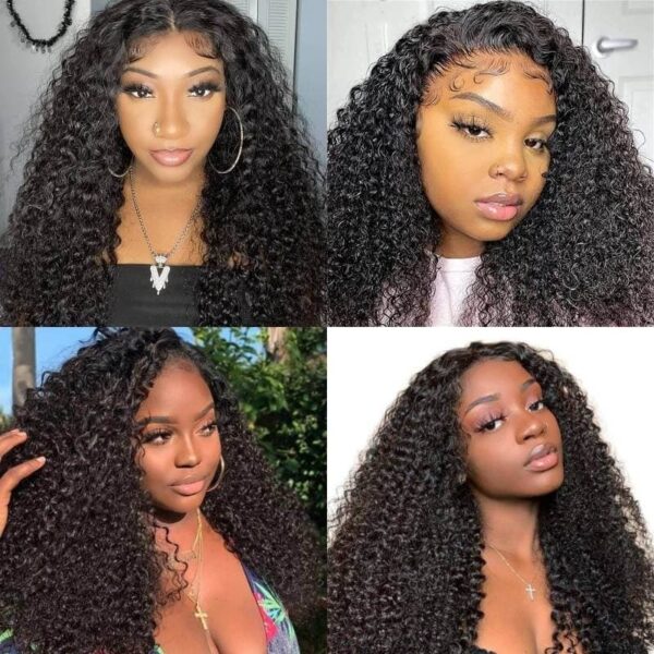 Natural Black Curly Wig 4x4/13x4/13x6 Transparent Lace Front Wigs Water Wave Human Hair - 13x4 Lace / Yes（+） / 22inch