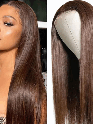 Brown Straight 360 Transparent Lace Front Wigs 180% Density - 360 Lace / 150% / 30inch