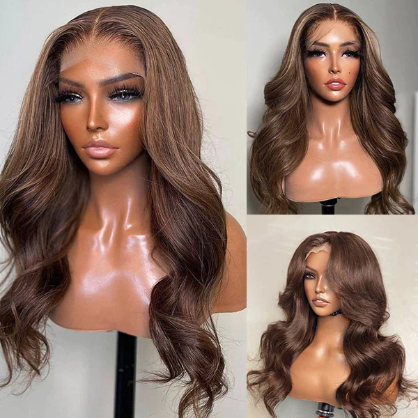 Brown Wig Body Wave 360 Lace Wig 100% Human Hair #4 Colored Wig - 360 Lace / 150% / 22inch