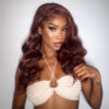 Reddish Brown Wig Body Wave Wig 180% Density 360 Closure Lace Wig - 360 Lace / 180% / 14inch