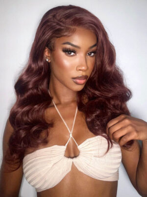 Reddish Brown Wig Body Wave Wig 180% Density 360 Closure Lace Wig - 360 Lace / 180% / 28inch