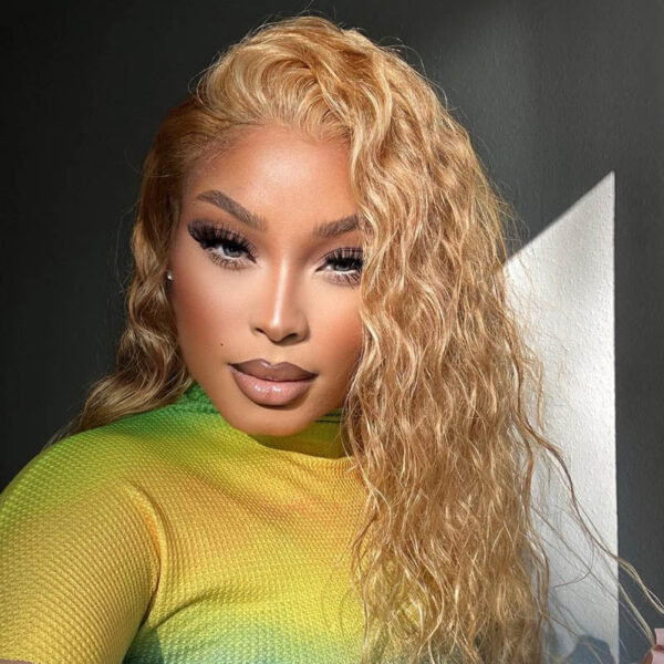 #27 Honey Blonde Wig Curly Wig HD Transparent Lace Front Wig 3D Dome Cap PreEverything - 13x6 Lace / LACE FRONT / 28 /180 density