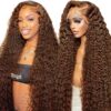 Chocolate Brown Color Curly Wig 13x4 HD Lace Front Wig With Micro Knot Pre Bleached Knots - 9x6 Lace / Lace Front / 28inch