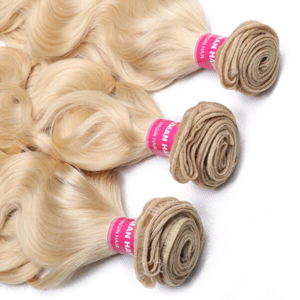 Sunber Hair Blonde 613 Hair Weave 3 Bundles Body Wave Virgin Human Hair Weft - 14 16 18