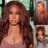 50% OFF Sunber Kinky Straight Reddish Brown Lace Front Wig Dark Auburn Copper Color Human Hair Wigs - 22 / 13*4 Lace Frontal