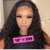 Flash Sale Sunber Water Wave Glueless Headband Wig Human Hair Natural Color 180% Density - 16