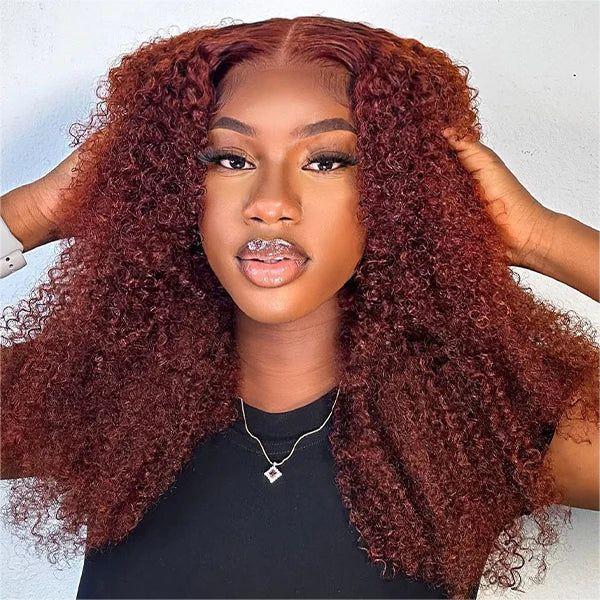 Reddish Brown Wig Wear Go Glueless 4C Wig Closure Wig with Breathable Cap Beginner Wig - 13x4 Lace / 28inch