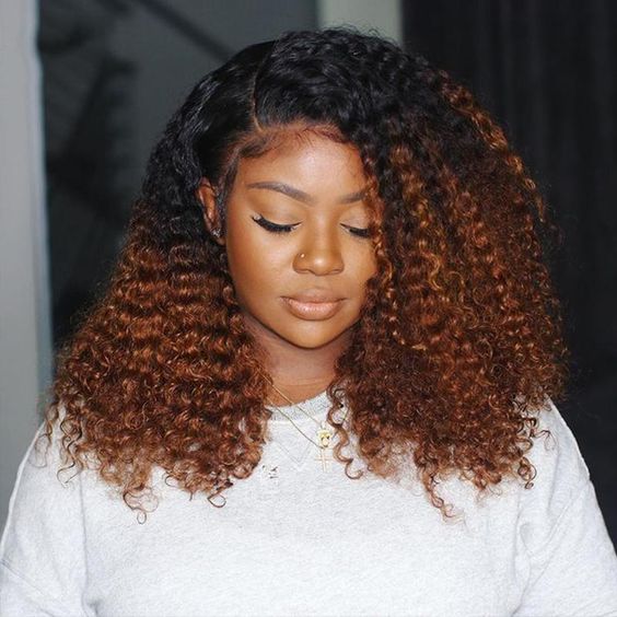 T1B/30 Ombre Wig Curly Wig 150% Density 4*4/13*4/13*6 Lace Front Wig 100% Human Hair Wig - 4x4 Lace / NO / 20inch