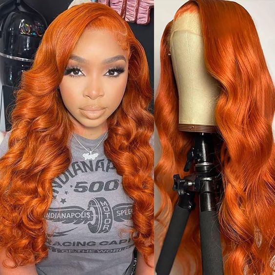 Ginger Color Body Wave Wig HD Lace Front Wigs 180% Density Human Hair - 13x6 Lace / Yes / 18 inch
