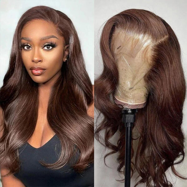 Brown Wig Body Wave 360 Lace Wig 100% Human Hair #4 Colored Wig - 360 Lace / 150% / 22inch