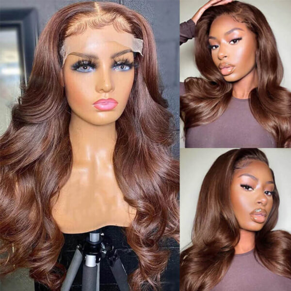 Brown Wig Body Wave 360 Lace Wig 100% Human Hair #4 Colored Wig - 360 Lace / 150% / 22inch
