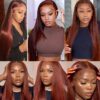Wear & Go Reddish Brown Straight Wig Transparent Lace Front Wigs 100% Human Hair - 4X4 Lace / 150% / 14inch