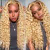 Glueless Wigs Honey Blonde Color Loose Wave Wig HD Lace Front Wig Any Part - 13x4 lace / 180% / 22 inch