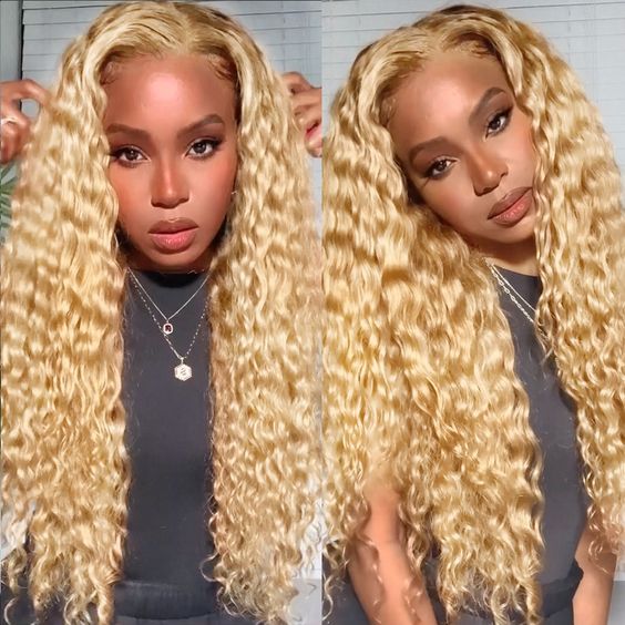 Glueless Wigs Honey Blonde Color Loose Wave Wig HD Lace Front Wig Any Part - 13x4 lace / 180% / 22 inch