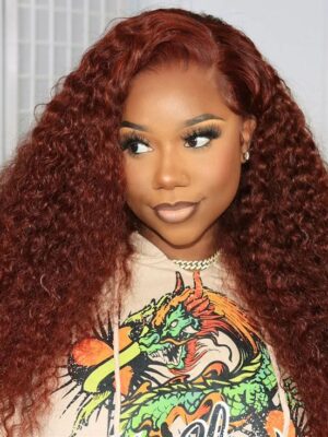 Reddish Brown Curly Wig HD Lace Front Wigs 4*4/13*4/13*6 Lace Human Hair Wig - 13x6 Lace / NO / 24inch