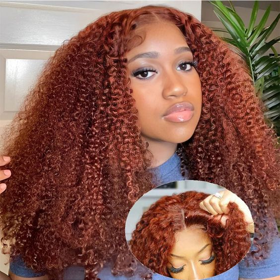 Reddish Brown Wig Wear Go Glueless 4C Wig Closure Wig with Breathable Cap Beginner Wig - 13x4 Lace / 28inch