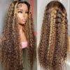 Pre-Cut Lace Wear Go Glueless Wig Honey Blonde With Brown Piano Color Curly Breathable - 4x4 Lace / 26 inch