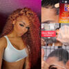 Sunber Precolored Ginger Brown Jerry Curly 13*4 Lace Front Human Hair Wigs - 16