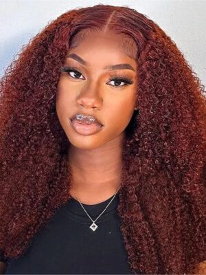 Reddish Brown Wig Wear Go Glueless 4C Wig Closure Wig with Breathable Cap Beginner Wig - 13x4 Lace / 18inch