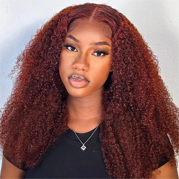 Reddish Brown Wig Wear Go Glueless 4C Wig Closure Wig with Breathable Cap Beginner Wig - 13x4 Lace / 28inch