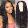 FABA Wigs Best 360 Transparent Lace Front Wigs Pre Cut Black Curly Wig - 360 Lace / 180% / 20inch