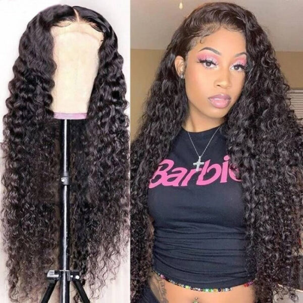 Sunber 5*5 Glueless HD Lace Closure Wig Deep Wave Human Hair Wigs - 16 / 200%