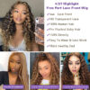 Highlight Color Water Wave Wig 180% Density 4x4 Lace Frontal HD Lace Wig - 4x4 Lace / NO / 22inch
